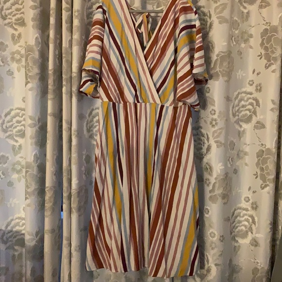 ELOQUII Midi Stripe Print Dress - Picture 1 of 4